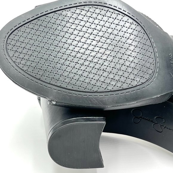 Jessica Simpson Womens Size 11 Black Leather Open Toe Block Heels Sandals Shoes - Picture 10 of 13